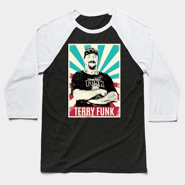 Vintage Retro Terry Funk Wrestling Baseball T-Shirt by Bengkel Band